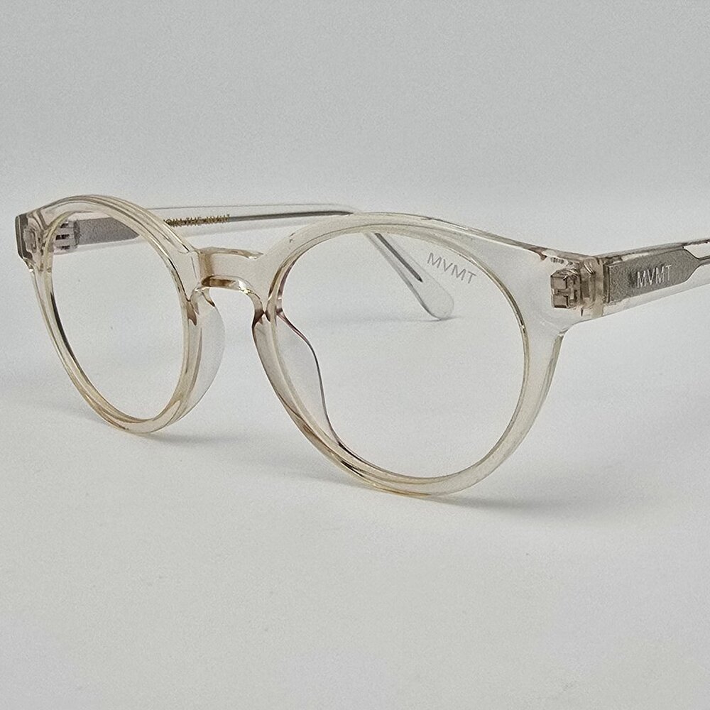 MVMT Rex 003B Crystal Clear Frame Blue Light Filter Lens Reading Glasses 49mm